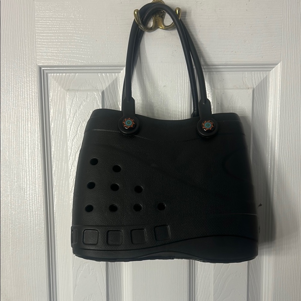 Black Handbag with Unique Design sol tote rubber - Picture 1 of 4